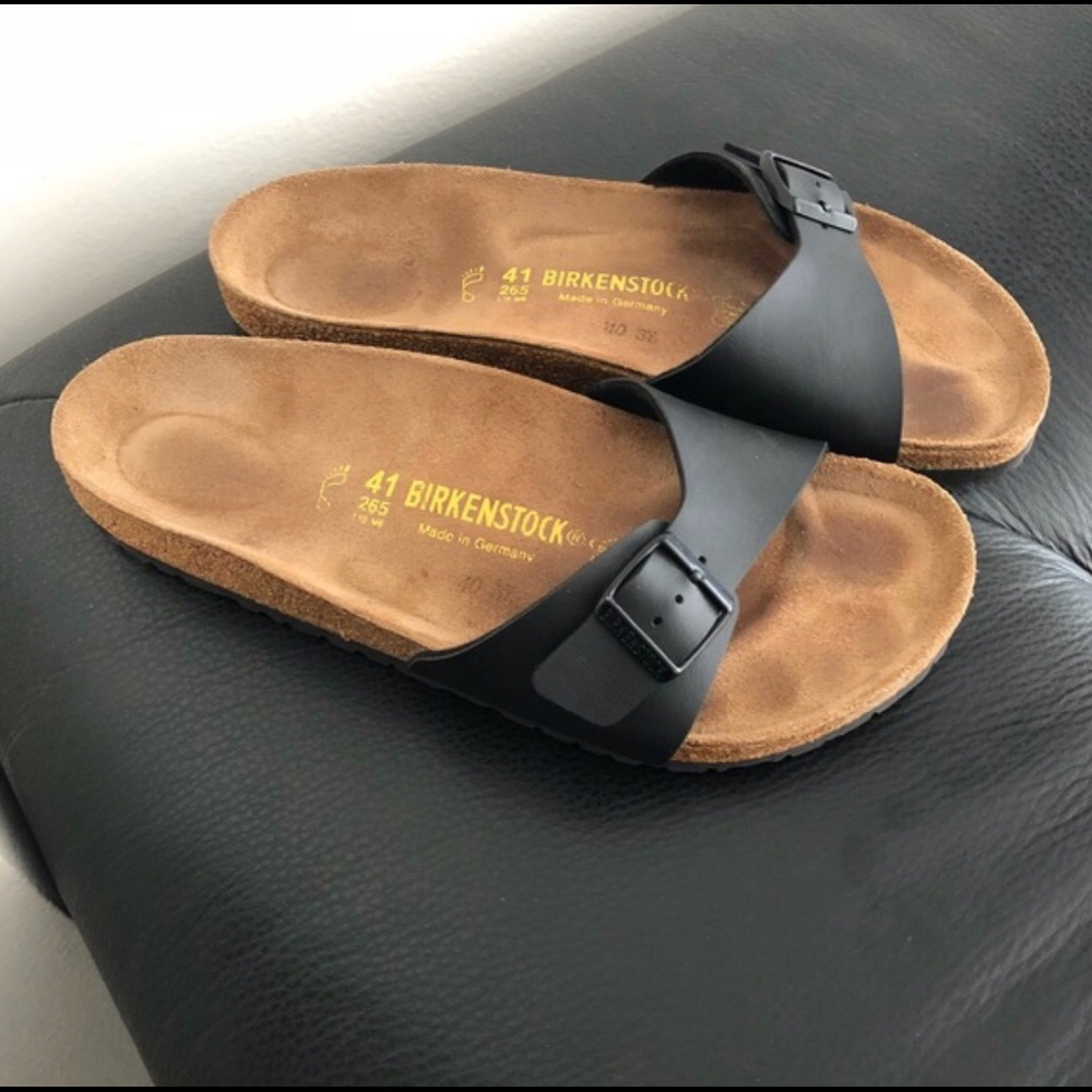 Birkenstock Madrid Birko-Flor Black Sandals 41